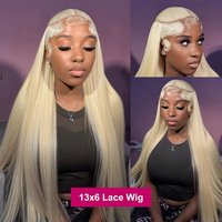 Pelucas de Cabello Humano con Encaje Completo 13x6 HD Transparente, Pelucas Rubias Miel 613 para Mujeres Negras, Pelucas con Encaje Frontal 13x4 Lisas