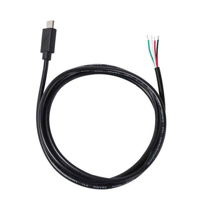 Type-C Male 28AWG 4 Core Open Wire Pigtail Cable, Opposite End Support Custom Any Connector for Device Wiring Soldering