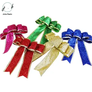 Wholesale Multi Style Glitter Color Fabric Cloth PVC Door Tree Decoration Home Christmas Bows