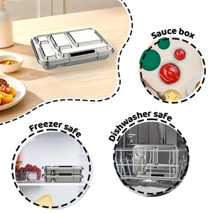 Boîte à bento en acier inoxydable pour enfants, boîte à lunch étanche avec fourchette, conteneur à lunch scolaire, boîte à lunch écologique pour enfants, durable - Product Image 6