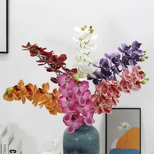 बड़ा खिलता ऑर्किड कृत्रिम 9 सिर रियल टच आर्किड उपजी ऑर्किड फूल घर शादी की सजावट