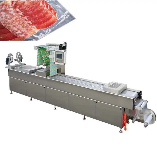 500g 1kg di carne pancetta vuoto termoformatura macchina per l'imballaggio automatico pieno di vuoto forma atmosfera modificata macchina imballatrice