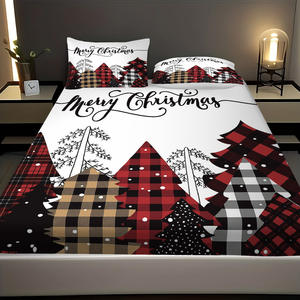 Ensemble de housse de <span class=keywords><strong>couette</strong></span> imprimé en 3D avec motif bonhomme de neige et <span class=keywords><strong>cerf</strong></span> de Noël avec taies d'oreiller (convient à toutes les tailles de lit) - Product Image 4