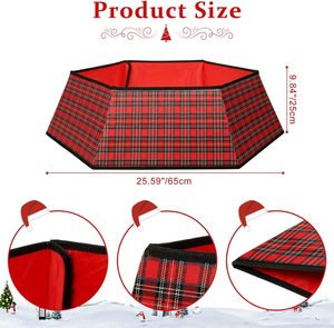 YUELIAN Jupe de sapin de Noël à carreaux rouges et noirs, col carré tissé, anneau de sapin pour la décoration de la maison et des fêtes de Noël - Product Image 3
