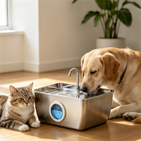 Grande fontaine à eau pour chien en acier inoxydable 12L, fontaine pour chat avec bec verseur et niveau d'eau visible