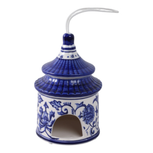 Casetta per Uccelli in Ceramica a Forma di Pagoda, Design Blu e Bianco, per Decorazione da Giardino, Esterni, Finestre e Pavimenti - Product Image 1