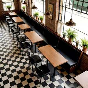 Juego de Mesa y Sillas de Restaurante de Estilo Americano Vintage, Sofá de Estilo Industrial para Bares, Cafeterías, Pubs Casuales, Uso Comercial - Product Image 1