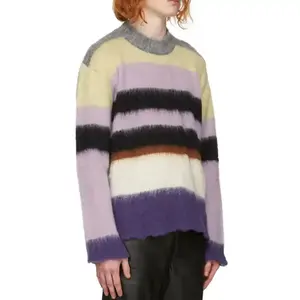 2024 LOGO personnalisé OEM & ODM Mohair tricots <span class=keywords><strong>pull</strong></span> hommes <span class=keywords><strong>pull</strong></span> garçons col rond hiver coton <span class=keywords><strong>pull</strong></span> hommes - Product Image 2