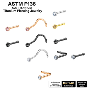 Piercings de Nariz de Titanio ASTM F136, Anillos de Nariz en Forma de L, Joyería Hipoalergénica para Perforaciones Corporales, para Mujeres, Hombres, Unisex, Fabricante, Proveedor - Product Image 1