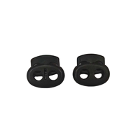 Serrure de cordon en plastique POM noir à 2 trous avec encoches latérales matériel de réglage de cordon de petite taille pour sac à dos sac 3-Pack