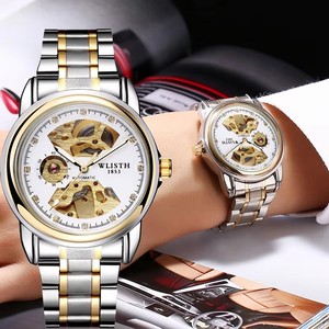 Wlisth <span class=keywords><strong>1001</strong></span> Montres Squelette Montre-bracelet automatique Top Brand Men Business Mechanical Full Stainless Steel & Leather Band Gifts - Product Image 4