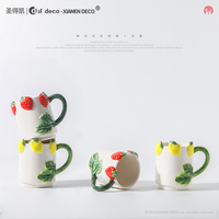 Ensemble de tasses à café et à thé en céramique, design mignon, fraise et citron