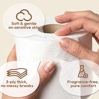 Papier toilette doux, biologique, écologique, certifié, OEM, personnalisé, pas cher, 4, 3, 2 plis, rouleaux de papier toilette
