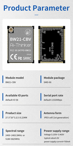 โมดูล Ai-Thinker แบบดูอัลแบนด์ WiFi+BLE5.1/โมดูลจดจำภาพด้วย AI แบบท้องถิ่น BW21-CBV - Product Image 6