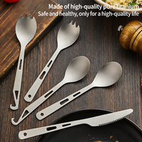 Fourchette-cuillère multifonction en titane robuste, ouvre-bouteille, équipement de survie en plein air, cuisine portable