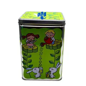 metal hinge Tea Coffee Matcha Powder Cans Packaging Containers Square Metal Cookie Candy Cake Industrial Food Packing Tin