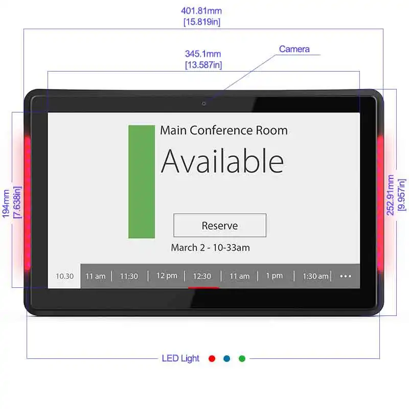 แท็บเล็ต NFC Android ขนาด 15.6 นิ้วพร้อมหน้าจอสัมผัสไฟ LED ห้องประชุมโรงแรมตารางเวลาแท็บเล็ตการจอง