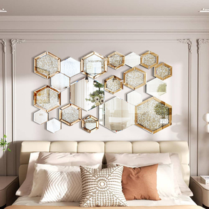 Miroir décoratif en cristal de diamant écrasé de luxe décor décoration murale ensembles de miroirs pour salon chambre et couloir miroir mural - Product Image 6