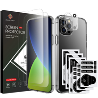 360 Protection complète protecteur d'écran en verre trempé étui de téléphone en TPU Transparent pour iPhone 13 14 15 16 Pro Max
