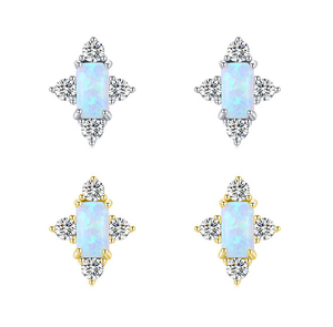 Real S925 Sterling Silver Elegant Natural <b>Opal</b> Stud <b>Earrings</b> for Women Trendy Wedding Engagement Fine Jewelry Bijoux - Product Image 1