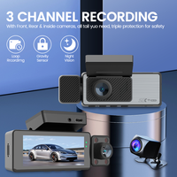 Maustor Caméra embarquée 3.16 pouces à 3 objectifs HD pour voiture, Enregistreur vidéo DVR trois voies, Mini dashcam