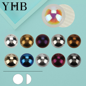 Yhb พลอยเทียมสีทองมุกรีดติด Ss16หินไข่มุกหลังแบนครึ่งรอบสำหรับเสื้อยืด - Product Image 3