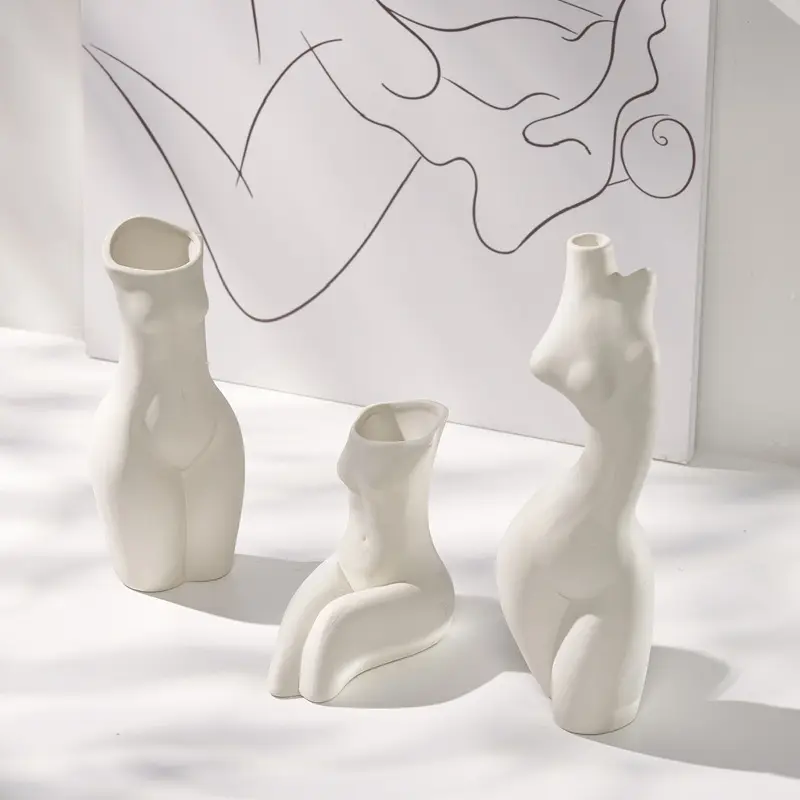 Amazon hot selling human body ceramics flower vase female body art vase for home decoration