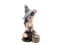 Figurines en résine de poly, décor de sorcière, statue de sorcière, sculpture d'art artisanal, poupées de sorcière avec chaudron, nouvelle collection