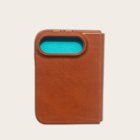 Étui de téléphone en cuir huilé premium pour Apple iPhone 18 Fold Duo, étui portefeuille à rabat, cuir de vachette véritable vintage avec fentes