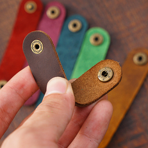 <strong>Crazy</strong> Horse Genuine Leather <strong>Earphones</strong> Winder Keeper Earbuds Organizer Portable USB Cable Holder - Product Image 5