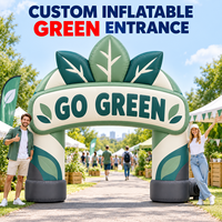 Arche gonflable verte personnalisée avec motif de feuilles pour festival écologique, événement de durabilité, promotion de marque en extérieur, vente en gros