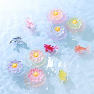 Vase écologique Weij Micro-paysage, lotus et feuilles lumineux la nuit, décoration DIY pour aquarium et bassin à poissons - Product Image 2