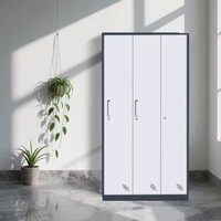 Casier en acier contemporain durable à trois portes avec serrure pour hôtels, hôpitaux, écoles, bureaux – Unité de rangement sécurisée