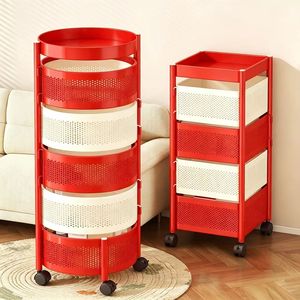 Hot Sale Plastic Metal Kitchen Trolley <b>Cart</b> <b>Storage</b> Rack 360 Degree Rotating Baskets Multi-functional Save Space for Home Hotel - Product Image 2
