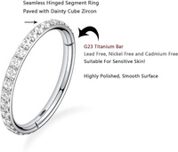 Anneau de segment de Clicker à charnière en acier inoxydable 316L avec piercing de nez clouté en zircone