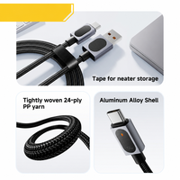 Câble de charge rapide USB Type C tressé 7A 100W avec coque en alliage d'aluminium, affichage numérique, entièrement compatible avec les téléphones mobiles, marque ODM