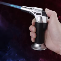 Briquet à gaz butane rechargeable briquet à flamme réglable Chef torche de cuisine extérieur coupe-vent BBQ allumage pique-nique outil de survie