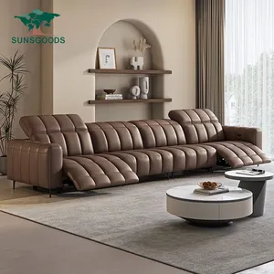 Luxury Recliner Sofa Genuine Italian Leather Set Modern American Real Top Grain Leather Leather Sofa Living Room Furniture