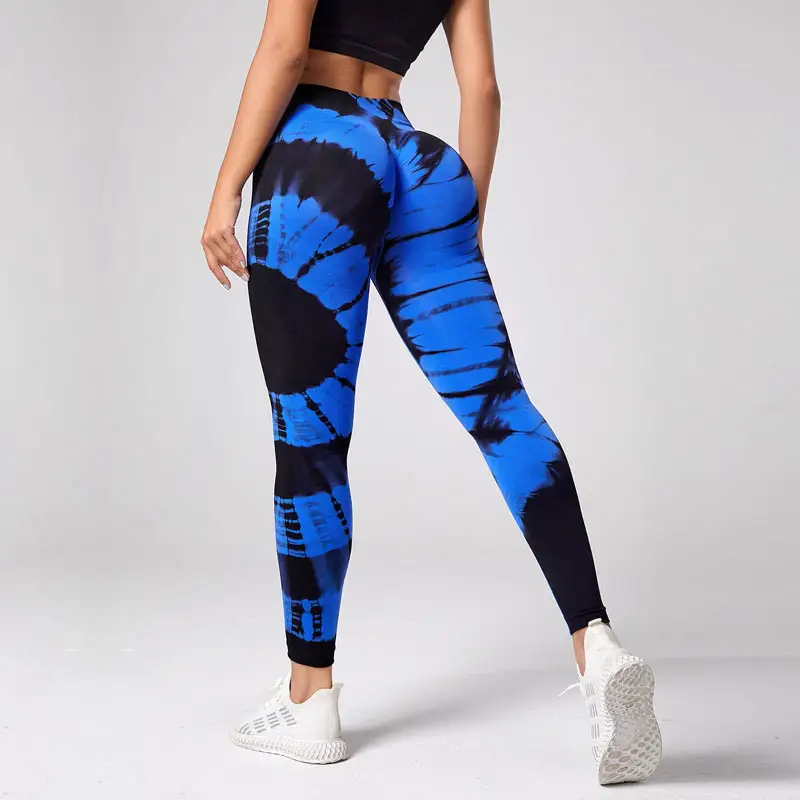 Tie Dye Sports Leggings For Women Scrunch Butt Leggings Printed Workout Tights Push Up Yoga Pants Gym Fitness Seamless Leggings