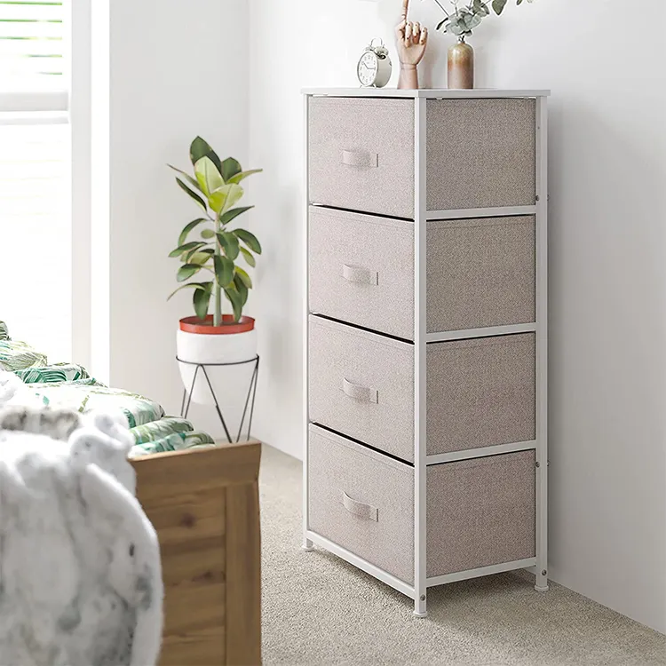 Hoge Kwaliteit Stock Stof Dressoir Kast Met Witte Lade Dozen Organisatoren Woonkamer Opbergkasten