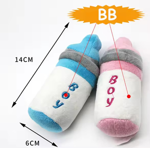 Jouet en peluche pour animaux de compagnie, coloré, couineur, mignon, bicolore, pour bébés animaux, à mâcher et à jouer, en forme de biberon, pour chiens, vente en gros, pas cher - Product Image 6
