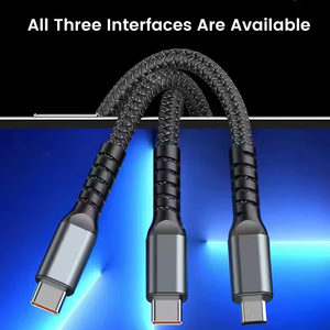 Ligne de données tressée en nylon 3 en 1 câble USB 100W lumineux nocturne pour IP IOS Android Type C câble multifonction 1.2m - Product Image 3