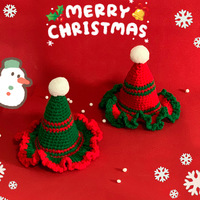 Nouveau chapeau de Noël personnalisé fait main pour animaux de compagnie, écharpe en laine tricotée mignonne pour chat, bavoir pour chien, style dessin animé, accessoires d'hiver