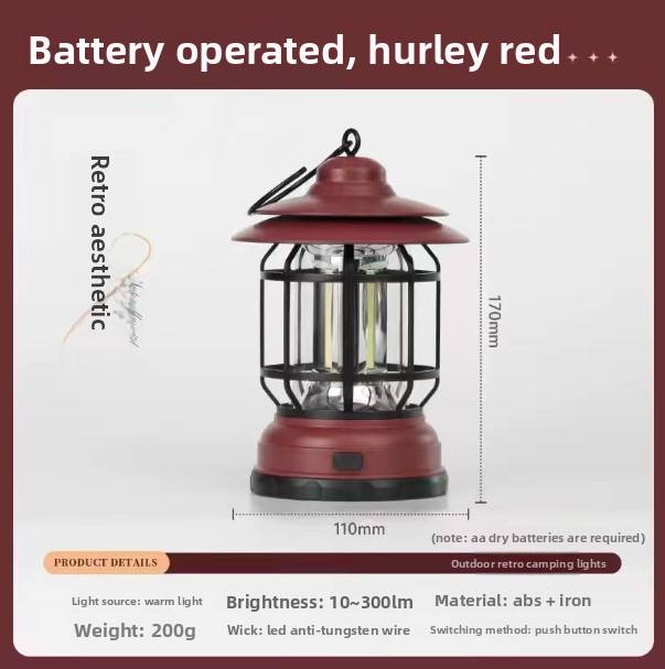 Retro lantern battery-red
