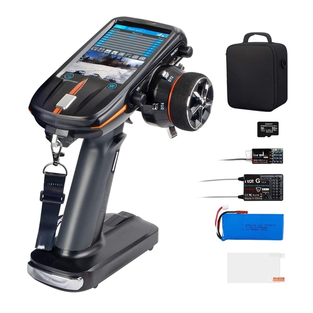 RC8X RC Transmitter 8 CH 2.4G RC Transmitter and R8FG&R4FGM V2.1 Gyro Receiver, 4.3" FPV Touch Screen