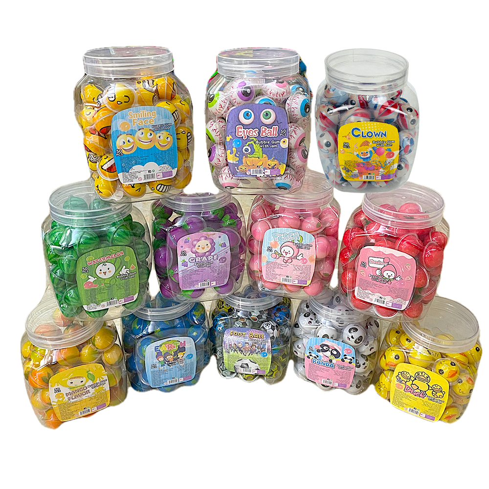 Смешанный мяч для глаз, жевательная резинка с наполнителем фруктового джема