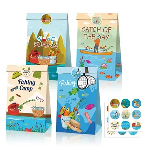 Lb133 Go Fishing Kid Verjaardagsfeestje 12 Stuks Cadeau Gunsten Tassen Kraft Materiaal Feestartikelen Decoratie Oem Ging Vis