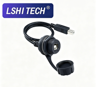 Cable de Extensión USB Tipo-B LSHITECH M20.8, Impermeable, para Montaje en Panel, Conector Hembra a Conector Macho con Tuerca Frontal Roscada