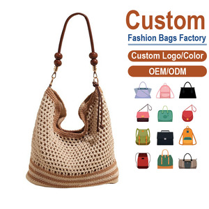 Sac à bandoulière bohème en crochet, design ajouré, sac fourre-tout d'été pour femme, fermeture ouverte, sangle unique, sac à main en cuir personnalisé - Product Image 1