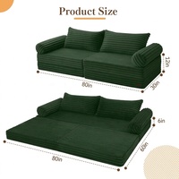 Sofá Cama Convertible de Diseño Americano MeMoreCool, Sofá Futón Plegable de 2 Plazas de Pana para Dormitorio, Sala de Estar y Espacios Pequeños